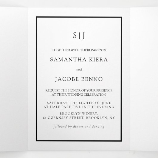 Einfache Einladung zur Einberufung von Mongram-Hoc (Innenseite Mitte)