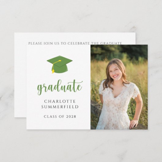 Einfache Einladung zur Green Gold Graduation Cap T (Vorne/Hinten)