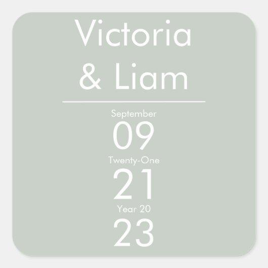 Einfache Einladung zur Grüne Hochzeit Quadratischer Aufkleber (Vorderseite)