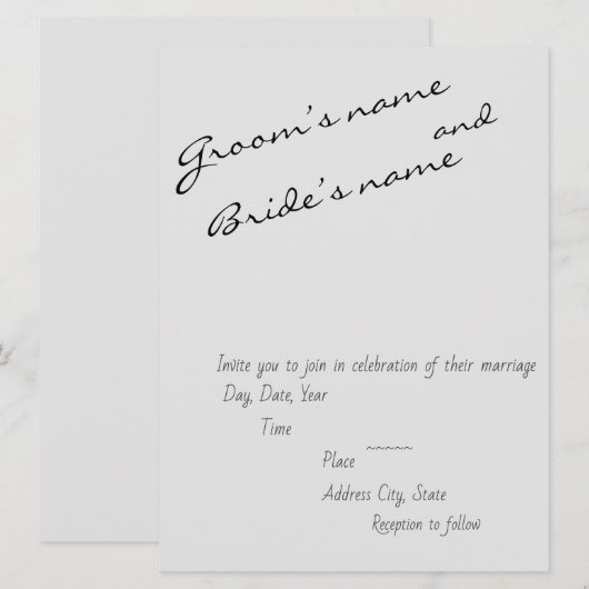 Einfache Einladung zur Hochzeit (Vorne/Hinten)