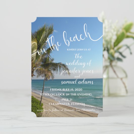 Einfache Einladung zur Hochzeit am Strand (Stehend Vorderseite)