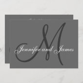 Einfache Einladung zur Hochzeit Graue Namen (Vorne/Hinten)