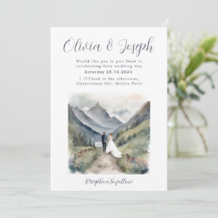 Einfache Einladung zur Hochzeit im Gebirge