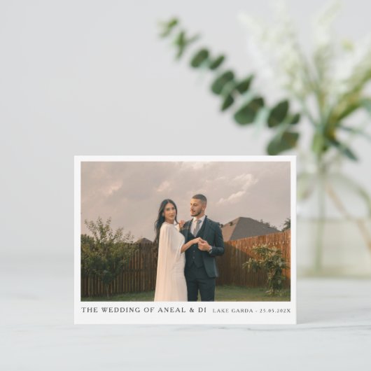 Einfache Einladung zur Hochzeit in Foto und Text (Stehend Vorderseite)