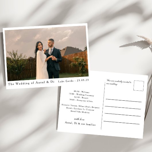 Einfache Einladung zur Hochzeit in Foto und Text