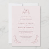 Einfache Einladung zur Hochzeit in Rosa (Vorderseite)