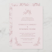 Einfache Einladung zur Hochzeit in Rosa (Vorne/Hinten)