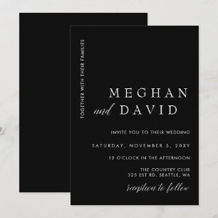 Einfache Einladung zur Hochzeit in Schwarz und Wei