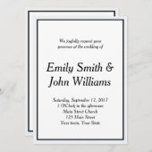 Einfache Einladung zur Hochzeit in Schwarz und Wei (Vorne/Hinten)