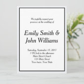 Einfache Einladung zur Hochzeit in Schwarz und Wei (Stehend Vorderseite)