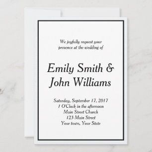 Einfache Einladung zur Hochzeit in Schwarz und Wei