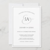 Einfache Einladung zur Hochzeit in Weiß und Schwar (Vorderseite)