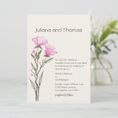 Einfache Einladung zur Hochzeit mit Aquarellblumen (Stehend Vorderseite)