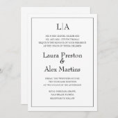 Einfache Einladung zur Hochzeit mit modernen Monog (Vorne/Hinten)