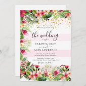 Einfache Einladung zur Hochzeit von Blume (Vorne/Hinten)