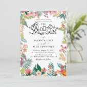 Einfache Einladung zur Hochzeit von Blume (Stehend Vorderseite)
