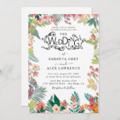 Einfache Einladung zur Hochzeit von Blume (Vorne/Hinten)