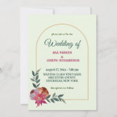 Einfache Einladung zur Hochzeit von Rosa und Orang (Vorderseite)