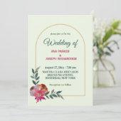 Einfache Einladung zur Hochzeit von Rosa und Orang (Stehend Vorderseite)