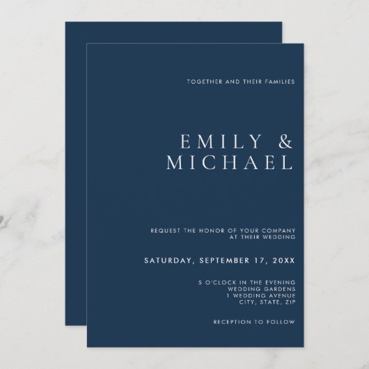 Einfache Einladung zur Hochzeitsfeier (Vorne/Hinten)