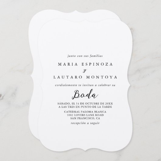 Einfache Einladung zur Hochzeitsfeier der klassisc (Vorne/Hinten)