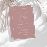 Einfache Einladung zur Hochzeitsfeier mit rosa Mon<br><div class="desc">Einfache Einladung zum Hochzeitsfeiern in rosa Monogramm. Stilvoll beeindrucken Sie Ihre Hochzeitsgäste mit dieser trendigen, pulvrig rosa Hochzeitseinladung mit einem schönen weißen Drehbuch, mit den Initialen der Braut und des Bräutigams auf einem goldenen Hintergrund der Rose. Diese Einladung hat ein atemberaubendes, staubiges rosa Design, mit modernen und minimalistischen Farbtupfern, perfekt...</div>