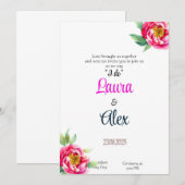 Einfache Einladung zur klassischen Blumenhochzeit (Vorne/Hinten)