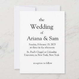 Einfache Einladung zur klassischen Hochzeit