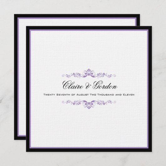 Einfache Einladung zur klassischen Schwarz-Lila Ho (Vorne/Hinten)