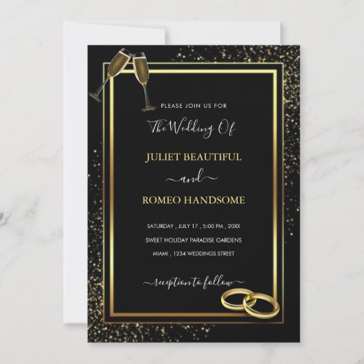 Einfache Einladung zur Personalisierten Schwarzen (Vorderseite)