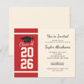Einfache Einladung zur Red Graduation Party 2025 (Vorne/Hinten)