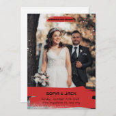 Einfache Einladung zur Rot-Schwarz-Hochzeit (Vorne/Hinten)