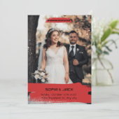 Einfache Einladung zur Rot-Schwarz-Hochzeit (Stehend Vorderseite)