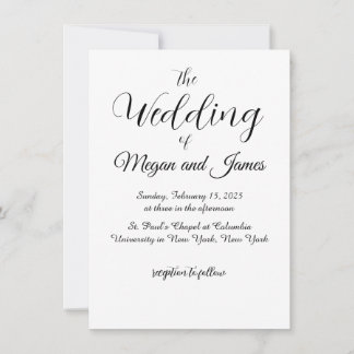 Einfache Einladung zur Schwarz-Weiß-Hochzeit