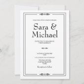 Einfache Einladung zur Schwarz-Weiß-Hochzeit (Vorderseite)