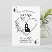 Einfache Einladung zur Schwarz-Weiß-Hochzeit (Stehend Vorderseite)