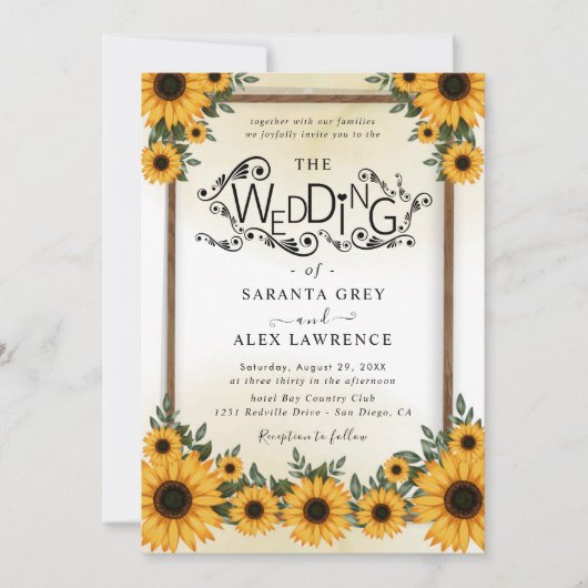 Einfache Einladung zur Sonnenblumenhochzeit (Vorderseite)