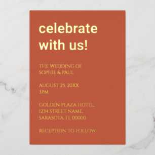 Einfache Einladung zur Terracotta Wedding Foil