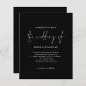 Einfache Einladung zur White Black Hochzeit (Vorne/Hinten)