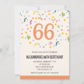 Einfache Einladungen Confetti 66. Geburtstag Moder (Vorderseite)