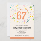 Einfache Einladungen Confetti 67. Geburtstag Moder (Vorderseite)
