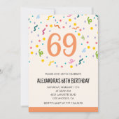 Einfache Einladungen Confetti 69. Geburtstag Moder (Vorderseite)