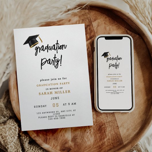 Einfache Einladungen für eine moderne Graduierungs