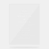 Einfache Einladungen für Hochzeiten Minimalistisch Acrylschild (Vorderseite)
