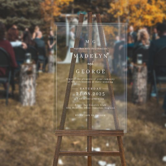 Einfache Einladungen für Hochzeiten Minimalistisch Acrylschild