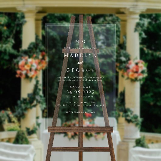 Einfache Einladungen für Hochzeiten Minimalistisch Acrylschild