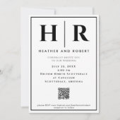 Einfache Einladungen mit QR-Code für Monogramm-Hoc (Vorderseite)