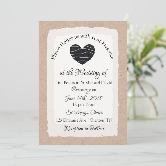 Einfache Einladungen zu rustikalen Hochzeiten (Stehend Vorderseite)