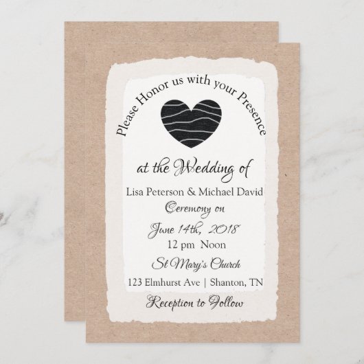 Einfache Einladungen zu rustikalen Hochzeiten (Vorne/Hinten)