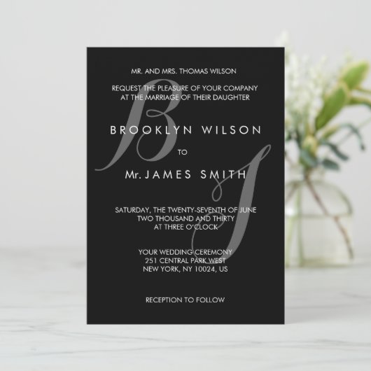 Einfache Einladungen zu Schwarz-Weiß-Hochzeiten (Stehend Vorderseite)